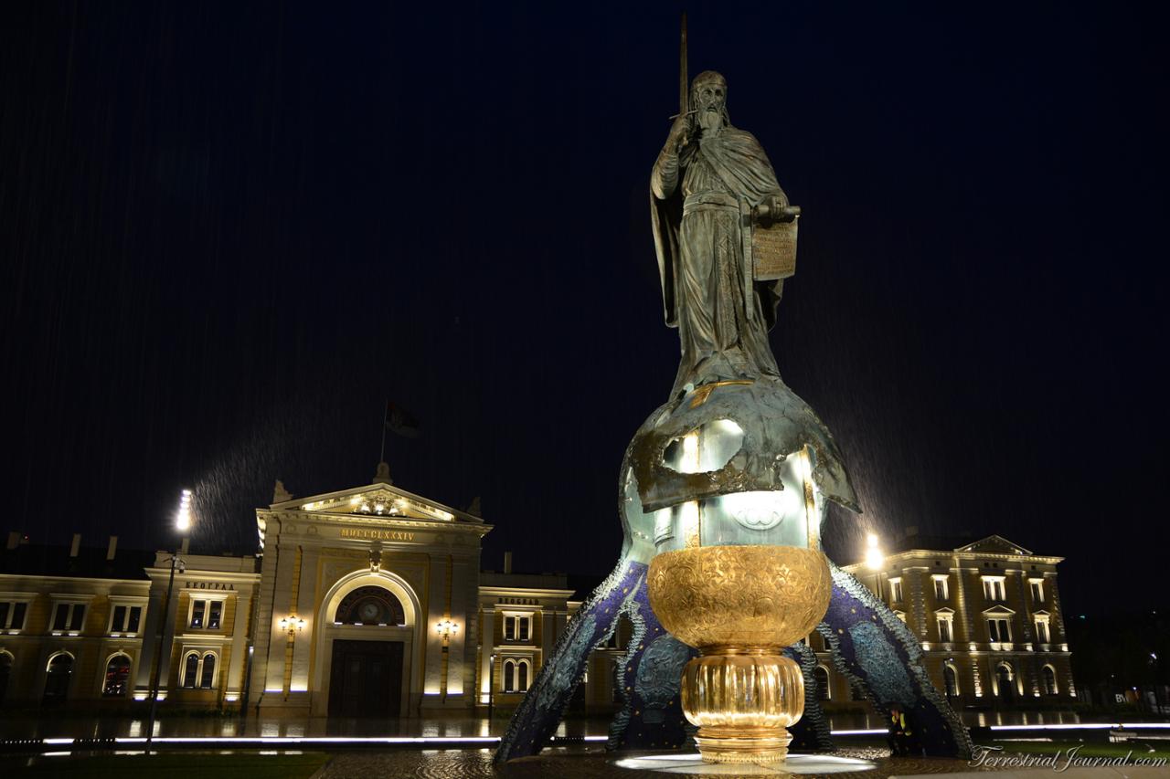 Stefan Nemanja monument and the former Central Railway Station