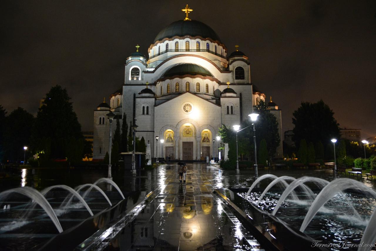 St. Sava Church on a summer night