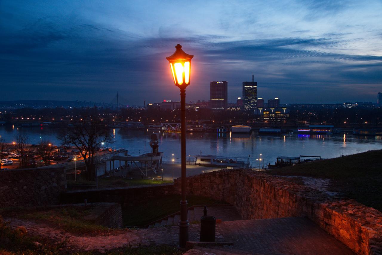 The Belgrade fortress, the Sava river and the New Belgrade