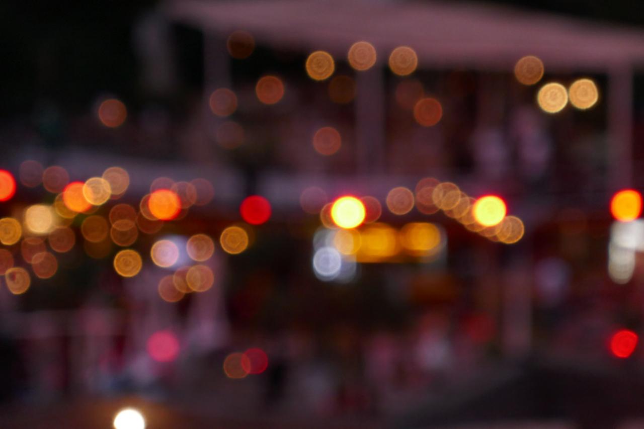 Bokeh blur of a cafe at the Belgrade Fortress