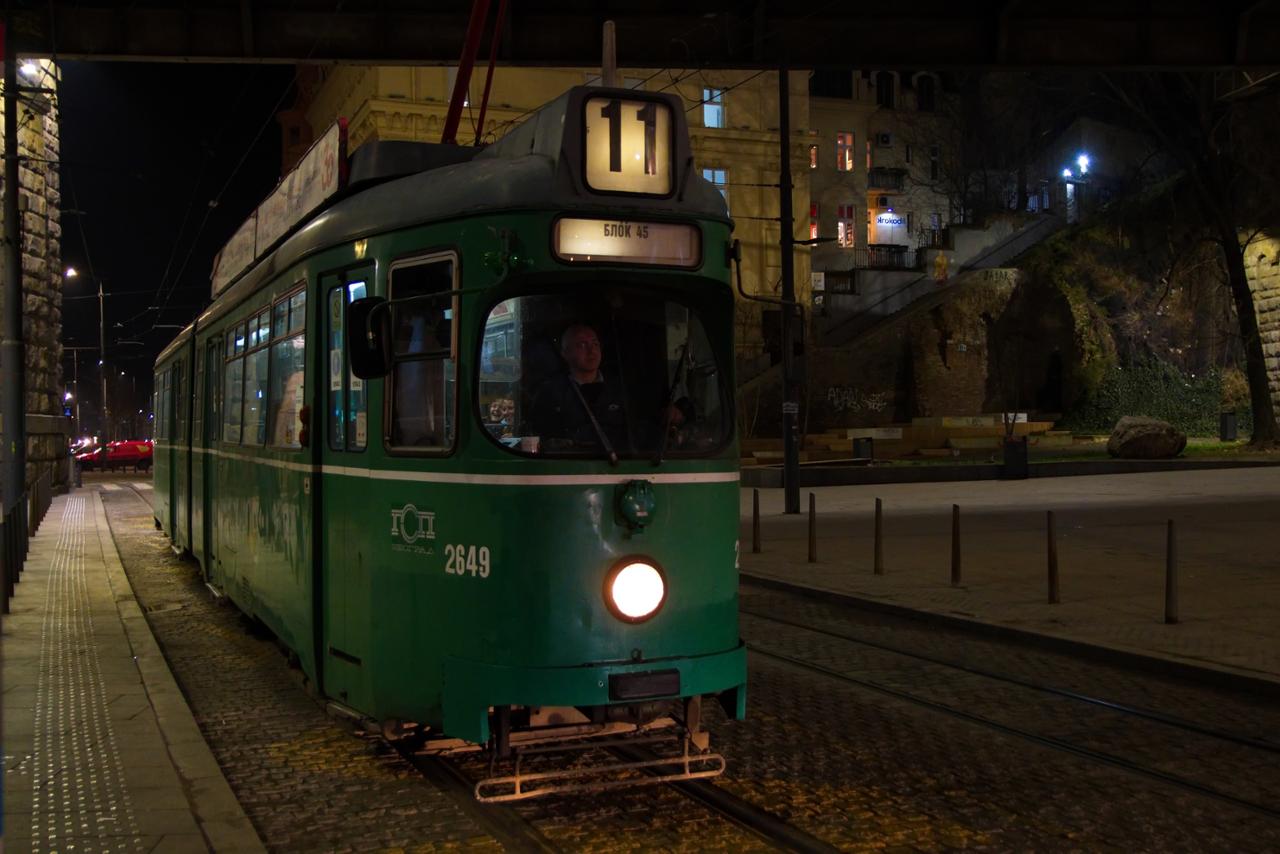 Belgrade's trams under the Brankov bridge