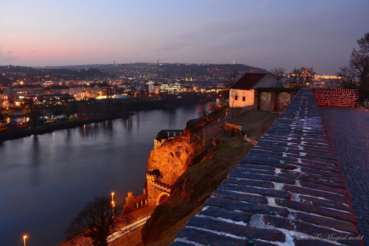 Prague and the Vltava river, view from Vyšehrad fortress