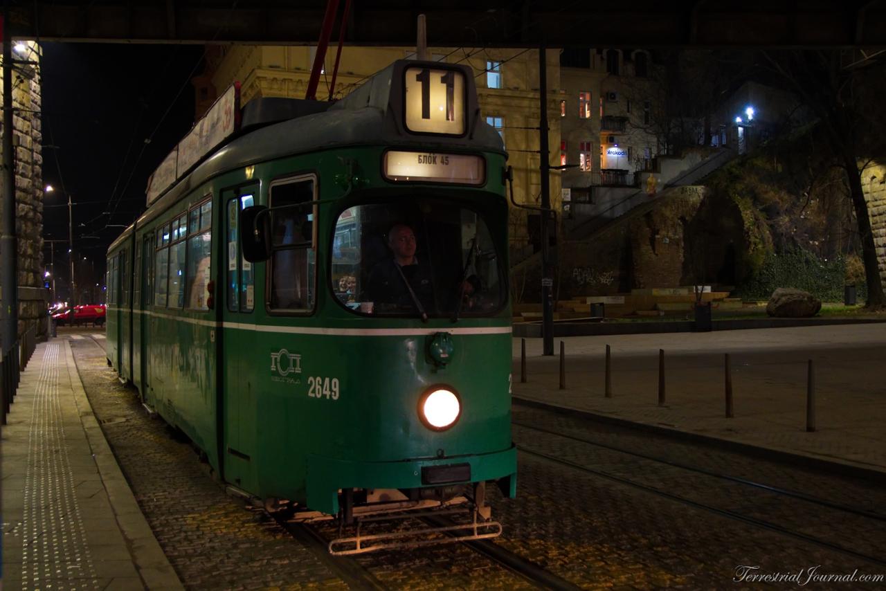 Belgrade's green tram up close