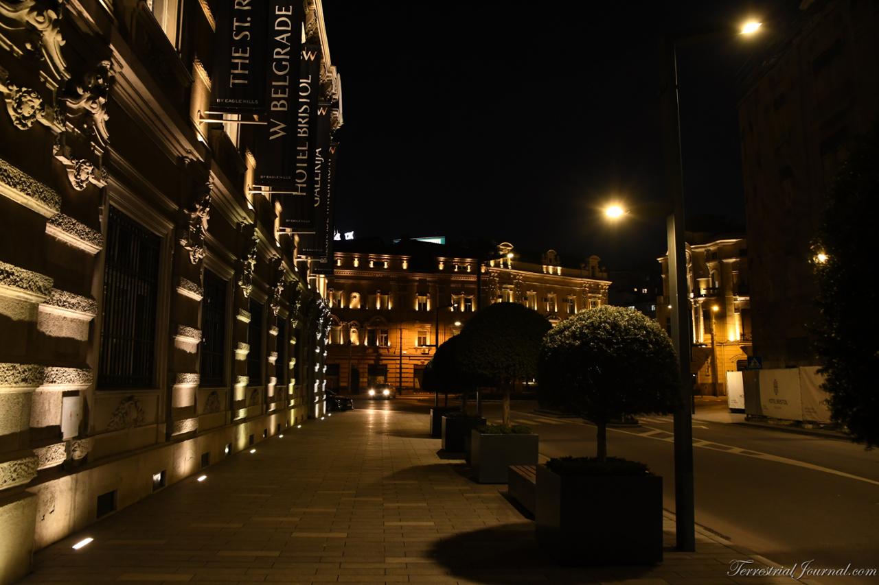 Belgrade Cooperative building (left) with Karadjordjeva street ahead