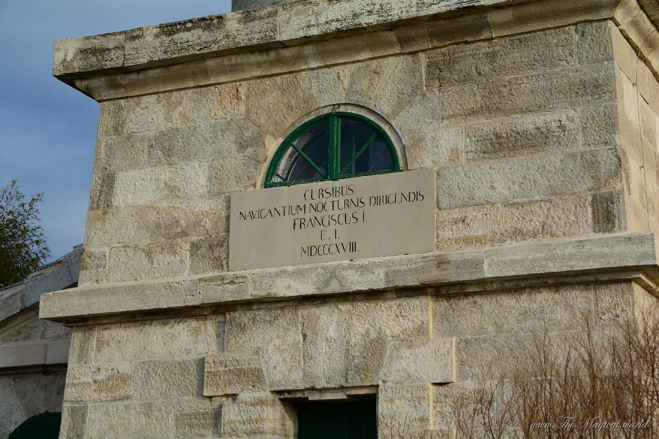 Inscription above the entrance to the Savudrija lighthouse