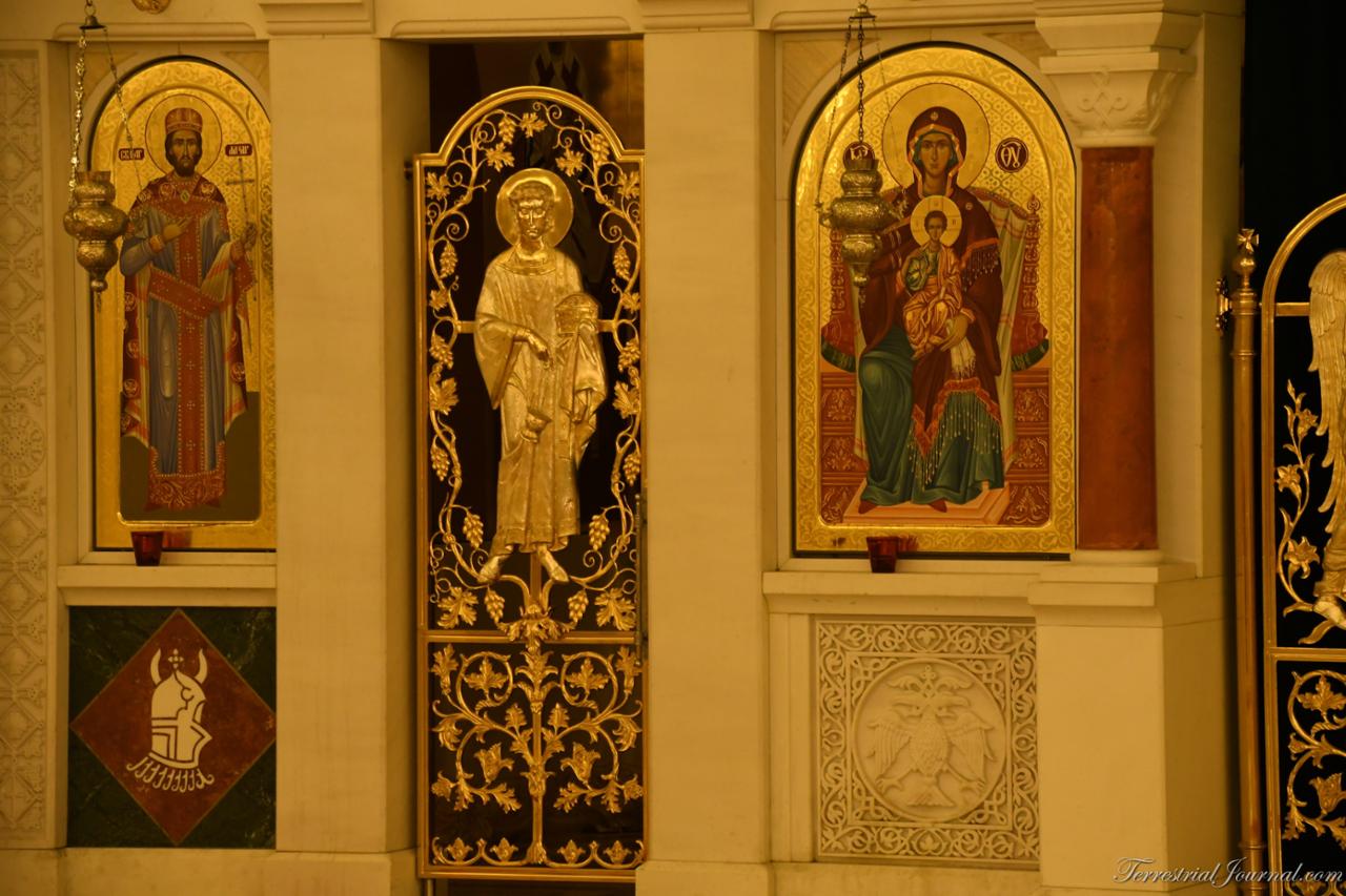 Left side of the iconostasis of the Church of the Holy Prince and Martyr Lazarus