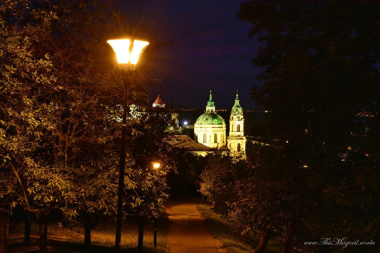 Prague. St Nicholas church, view from Petrin hill.