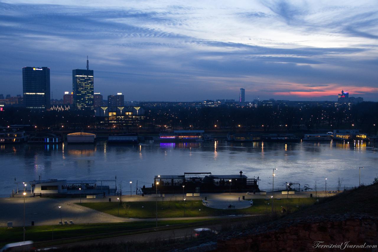 Sava river after the sunset